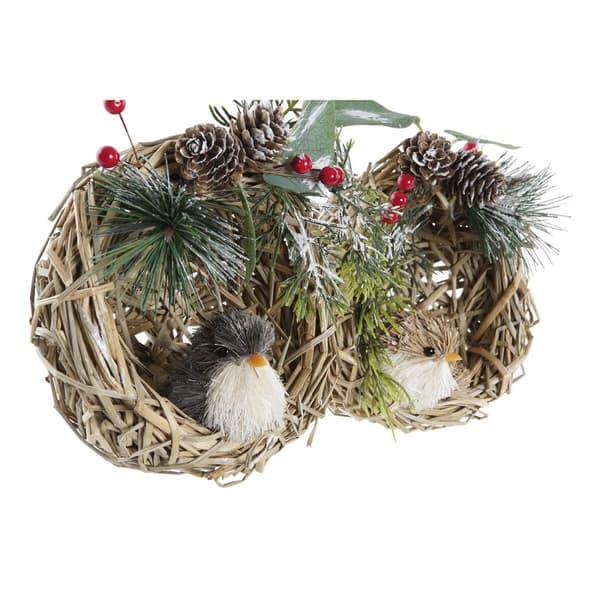 Julgranskula DKD Home Decor Polyester Rattan (14 x 11 x 15 cm) (2 antal)