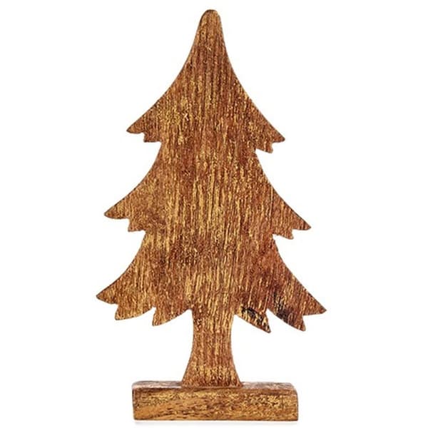 Prydnadsfigur Julgran Gyllene Trä 5 x 31 x 15,5 cm (6 antal)
