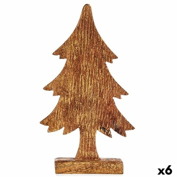 Prydnadsfigur Julgran Gyllene Trä 5 x 31 x 15,5 cm (6 antal)