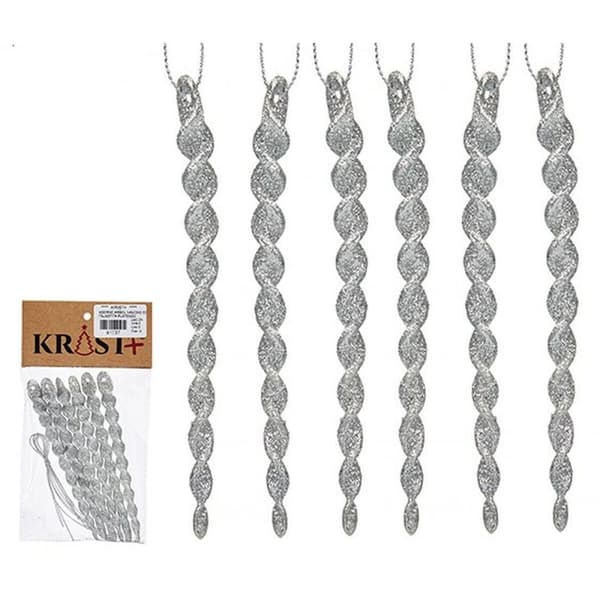 Julgranskula Silvrig Plast Glitter 13,5 x 1 x 5,5 cm (24 antal)