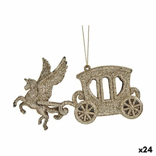 Julgranskula Magisk vagn champagne Plast Glitter 15 x 8,5 x 4,5 cm (24 antal)