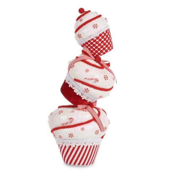 Prydnadsfigur Torn Bakverk Vit Röd polystyren 20 x 50 x 20 cm (2 antal)