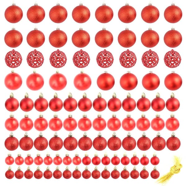 Julgranskulor 100 delar set 3/4/6 cm röd