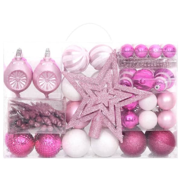 Julgranskulor 108 st vit och rosa