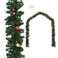 Miniatyrbild 1 av 2: Julgirlanger 4 st med julkulor grön 270 cm PVC