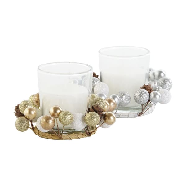 Ljus DKD Home Decor Gyllene Silvrig Jul 10.5 x 10.5 x 7 cm 10,5 x 10,5 x 7 cm (4 antal)