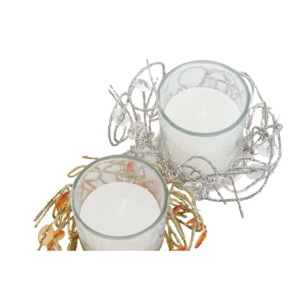 Ljus DKD Home Decor Gyllene Silvrig Jul 10.5 x 10.5 x 7 cm 10,5 x 10,5 x 7 cm (4 antal)