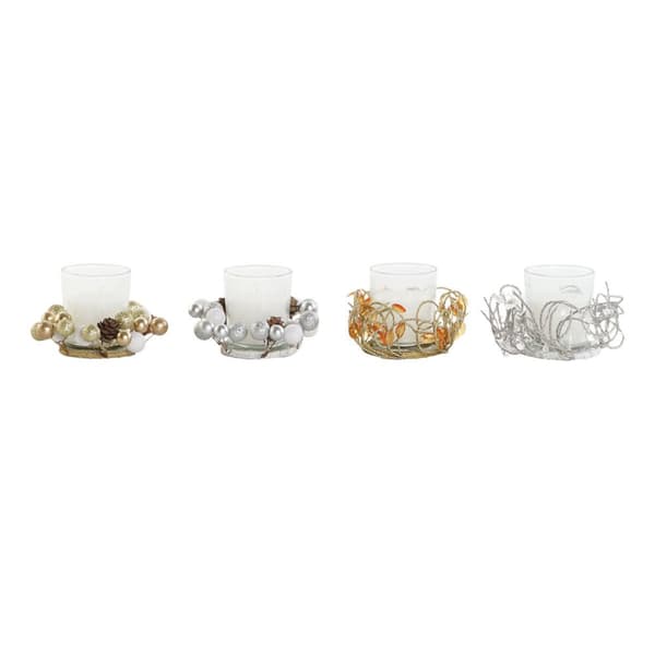 Ljus DKD Home Decor Gyllene Silvrig Jul 10.5 x 10.5 x 7 cm 10,5 x 10,5 x 7 cm (4 antal)