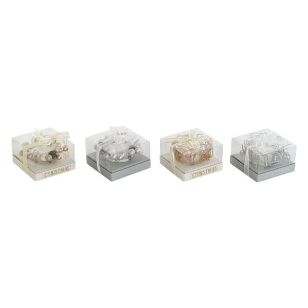 Ljus DKD Home Decor Gyllene Silvrig Jul 10.5 x 10.5 x 7 cm 10,5 x 10,5 x 7 cm (4 antal)
