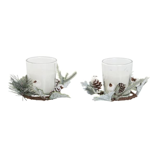 Ljus DKD Home Decor Vit Jul 10 x 10 x 7 cm 19 x 10.5 x 7 cm (2 antal)