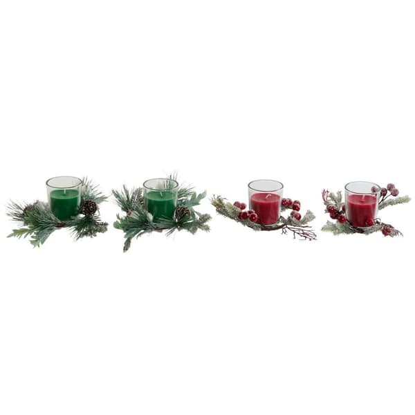 Stearinlys DKD Home Decor Rød Grøn 5,5 x 5,5 x 6,5 cm (2 enheder)