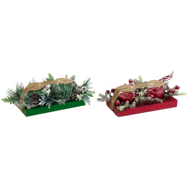 Stearinlys DKD Home Decor Rød Grøn 5,5 x 5,5 x 6,5 cm (2 enheder)