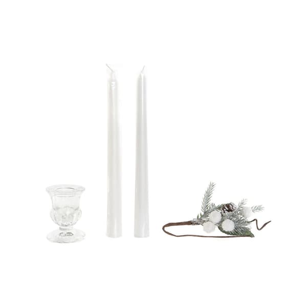Lys DKD Home Decor Hvid Jul 21 x 10 x 5 cm 2 x 2 x 20 cm (4 Dele)