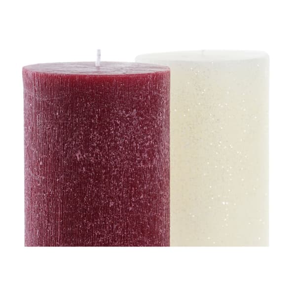 Kynttilä DKD Home Decor Valkoinen Punainen Joulu 9 x 9 x 15 cm (2 osaa)
