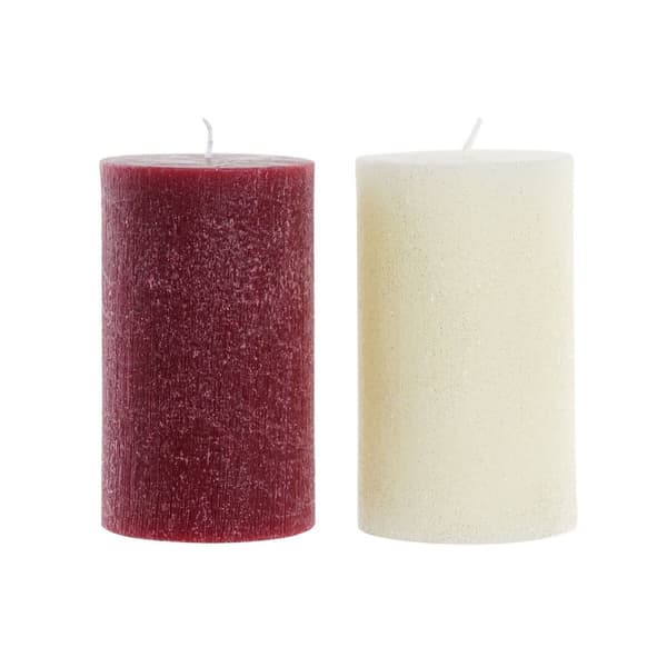 Kynttilä DKD Home Decor Valkoinen Punainen Joulu 9 x 9 x 15 cm (2 osaa)