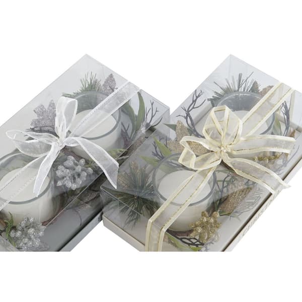 Ljus DKD Home Decor Gyllene Silvrig Jul 10 x 10 x 7 cm (2 antal)