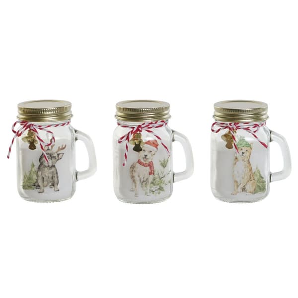 Ljus DKD Home Decor Vit Gyllene Jul 8 x 5 x 9 cm (3 antal)