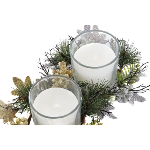 Stearinlys DKD Home Decor Gylden Sølvfarvet Jul 15 x 15 x 5 cm (2 enheder)