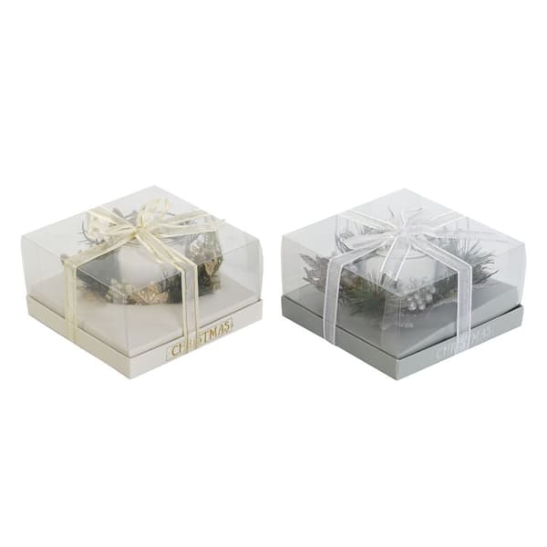 Stearinlys DKD Home Decor Gylden Sølvfarvet Jul 15 x 15 x 5 cm (2 enheder)