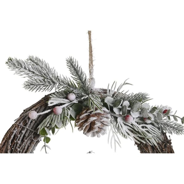 Adventskrans DKD Home Decor Natur flet Ananas snefald 32 x 7 x 32 cm (2 enheder)