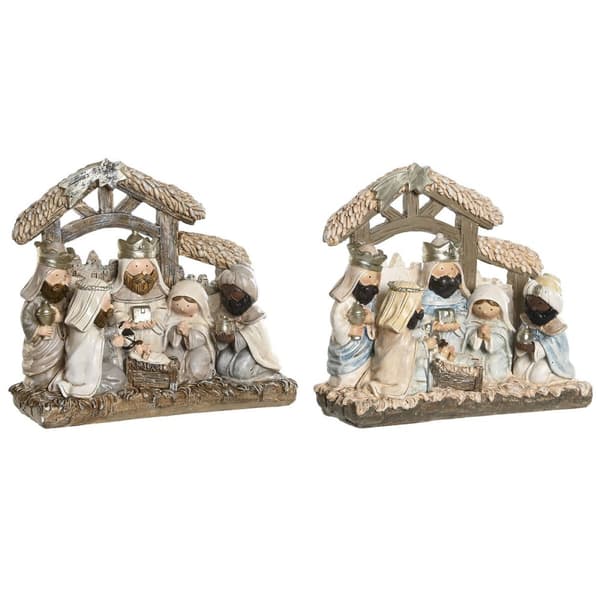 Betlehem dekoration DKD Home Decor Blå Hvid Brun Harpiks 20 x 7 x 17,5 cm (2 enheder)
