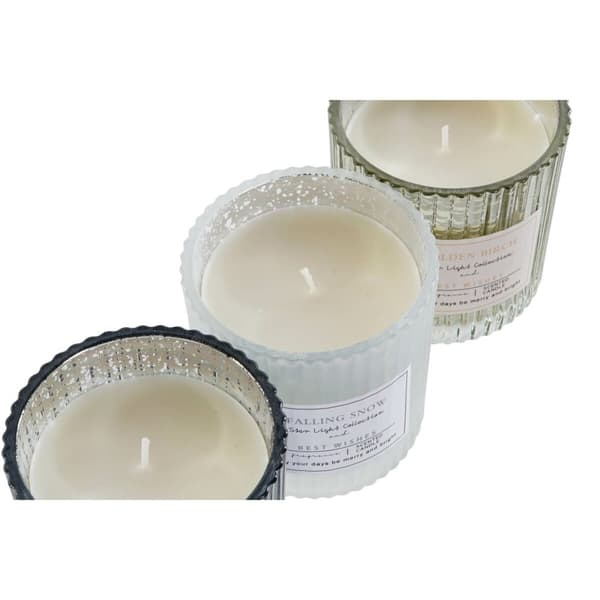 Stearinlys DKD Home Decor Hvid Gylden Sølvfarvet 8,8 x 8,8 x 9 cm (3 enheder)