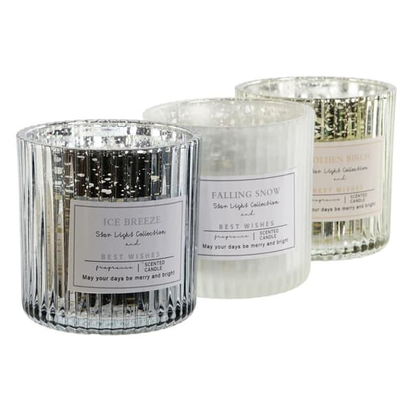 Stearinlys DKD Home Decor Hvid Gylden Sølvfarvet 8,8 x 8,8 x 9 cm (3 enheder)