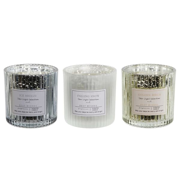 Stearinlys DKD Home Decor Hvid Gylden Sølvfarvet 8,8 x 8,8 x 9 cm (3 enheder)