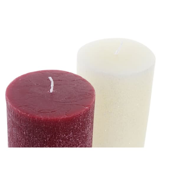 Ljus DKD Home Decor Vit Röd Jul 9 x 9 x 15 cm (2 antal)
