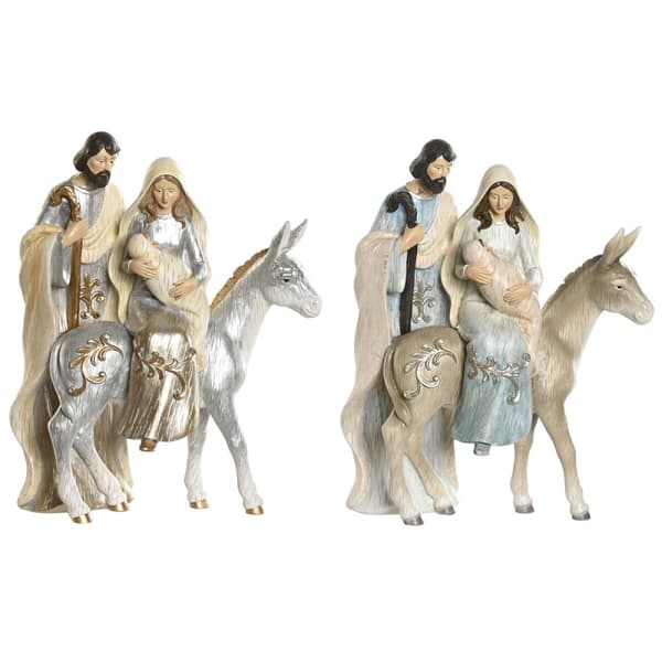 Julkrubba-set DKD Home Decor Blå Vit Brun Silvrig Harts 23,5 x 16 x 32 cm (2 antal)