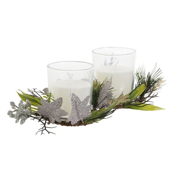 Kynttilät DKD Home Decor Kullattu Hopeinen Joulu 10 x 10 x 7 cm (2 osaa)