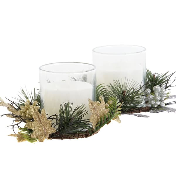 Kynttilä DKD Home Decor Kullattu Hopeinen Joulu 15 x 15 x 5 cm (2 osaa)