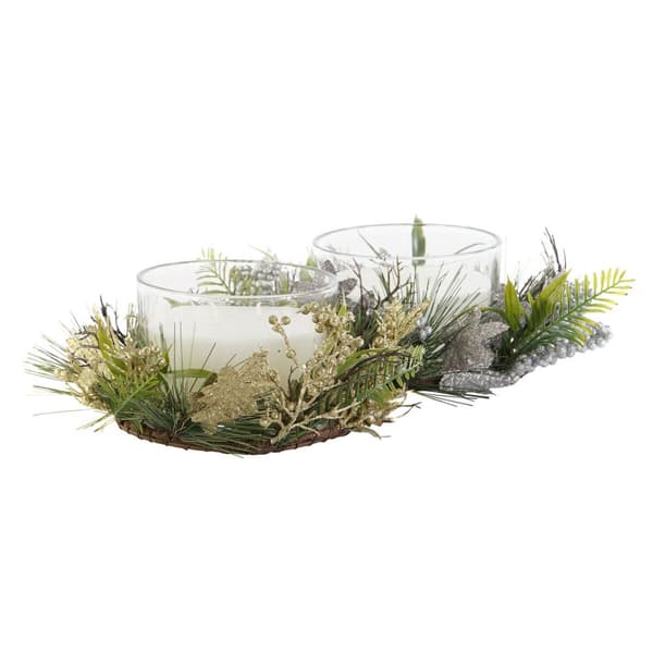 Kynttilä DKD Home Decor Kullattu Hopeinen Joulu 21,5 x 21,5 x 8,5 cm (2 osaa)