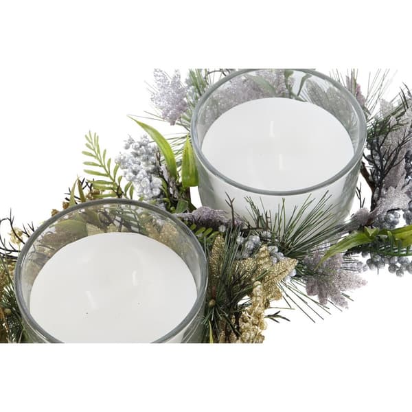 Kynttilä DKD Home Decor Kullattu Hopeinen Joulu 21,5 x 21,5 x 8,5 cm (2 osaa)