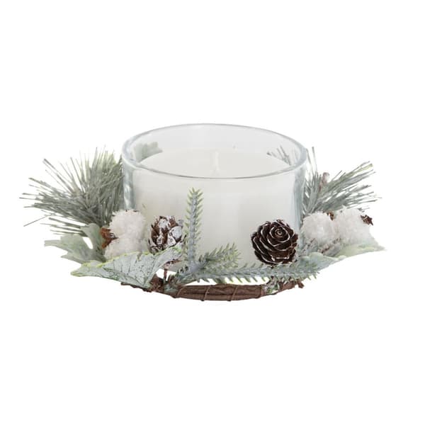 Kynttilä DKD Home Decor Valkoinen Joulu 15 x 15 x 5.5 cm 13 x 13 x 5,5 cm