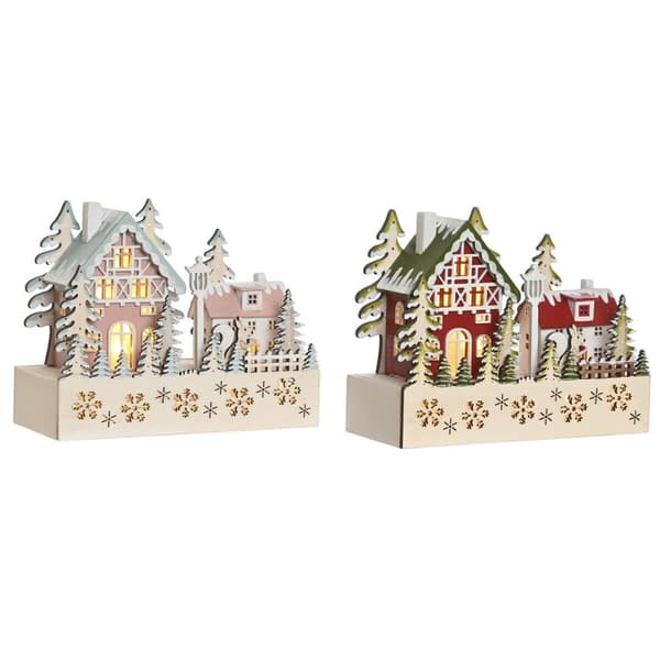 Joulukuusenpallo DKD Home Decor Punainen Pinkki 21 x 9,5 x 19 cm (2 osaa)
