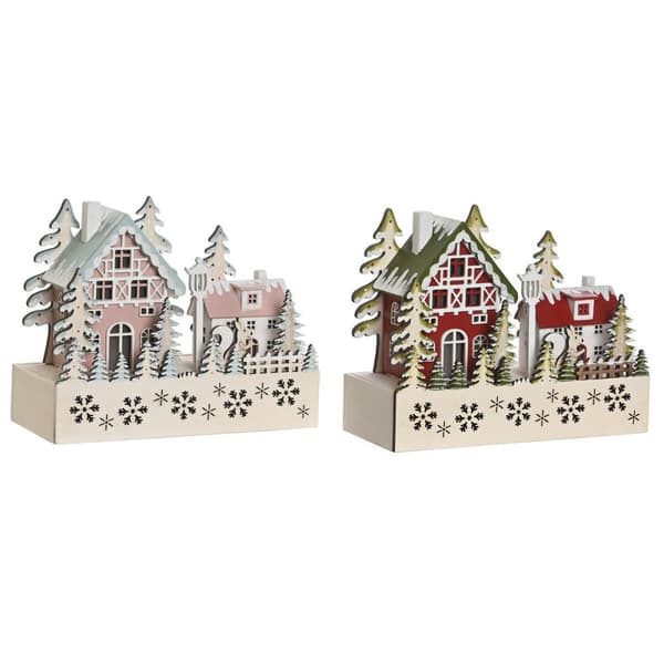 Joulukuusenpallo DKD Home Decor Punainen Pinkki 21 x 9,5 x 19 cm (2 osaa)