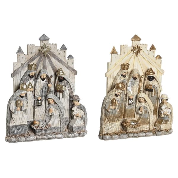 Betlehem dekoration DKD Home Decor Grå Gylden Harpiks 22 x 6 x 26 cm (2 enheder)
