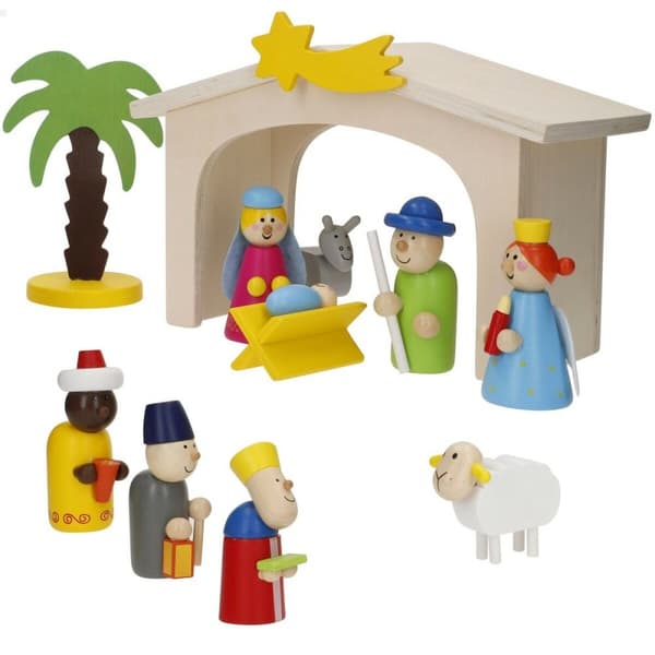 Julkrubba-set Woomax Trä plywood 23 x 16 x 11 cm (4 antal)