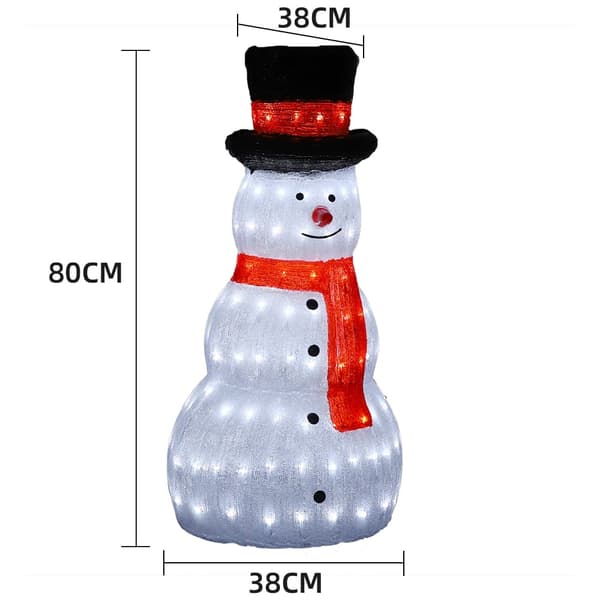 Snögubbe i akryl - 80 cm hög med LED-lampor -