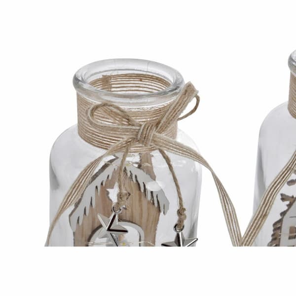 Belysning dekoration DKD Home Decor Jul Naturell Hus (2 antal) (9 x 9 x 17 cm)