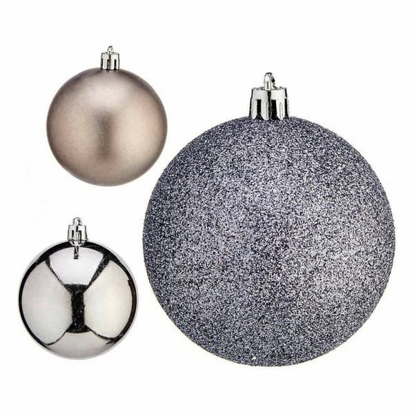 Uppsättning av julkulor Krist+ 00825 Silvrig Plast Ø 7 cm (12 antal)