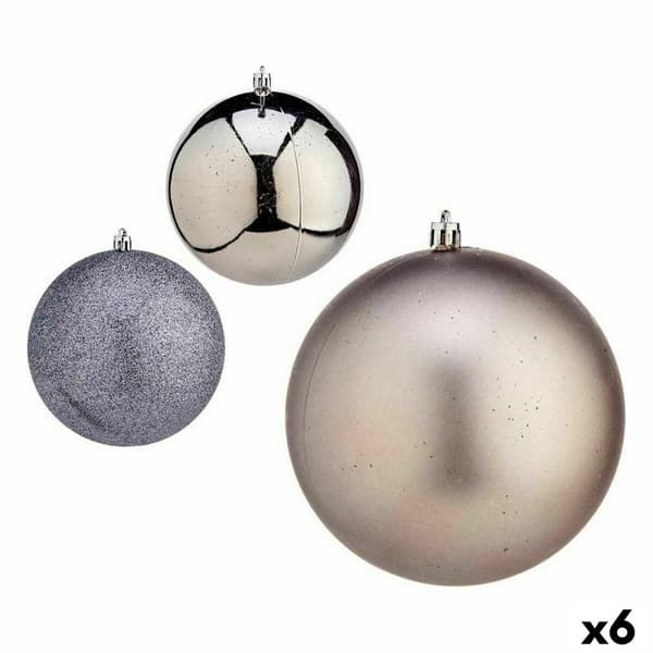 Uppsättning av julkulor Krist+ 00822 Silvrig Plast Ø 12 cm (6 antal)