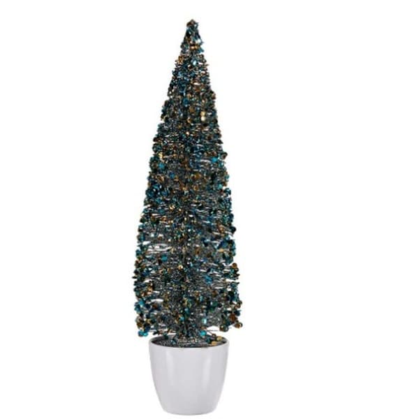 Prydnadsfigur Julgran Blå Gyllene Plast 10 x 38 x 10 cm (6 antal)