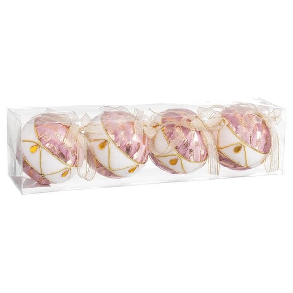 Julgranskulor Vit Rosa Polyfoam Tyg 8 x 8 x 8 cm (4 antal)
