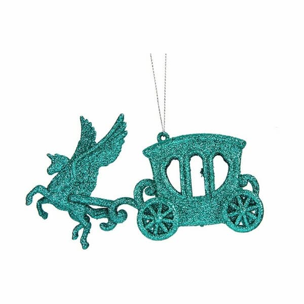 Julgranskula Magisk vagn Grön Plast Glitter 15 x 8,5 x 4,5 cm (24 antal)