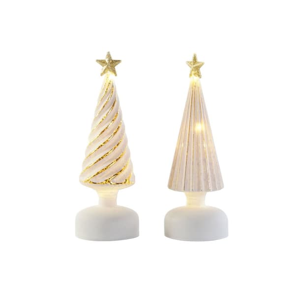 Julgranskula DKD Home Decor Vit Gyllene 9 x 9 x 25 cm (2 antal)