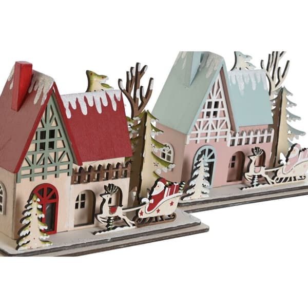 Julgranskula DKD Home Decor Röd Ljusrosa 23,5 x 11 x 20,5 cm (2 antal)