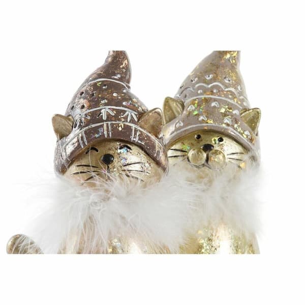 Julepynt DKD Home Decor Harpiks Kat (9 x 6 x 15 cm) (2 enheder)