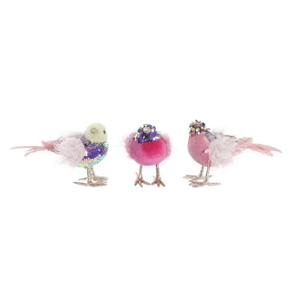 Julepynt DKD Home Decor Polyester Ptica (18 x 8 x 13 cm) (3) (3 enheder)